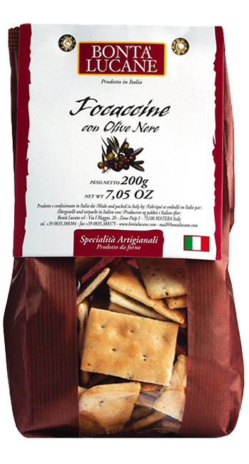 Focaccine con Olive Nere 200 g